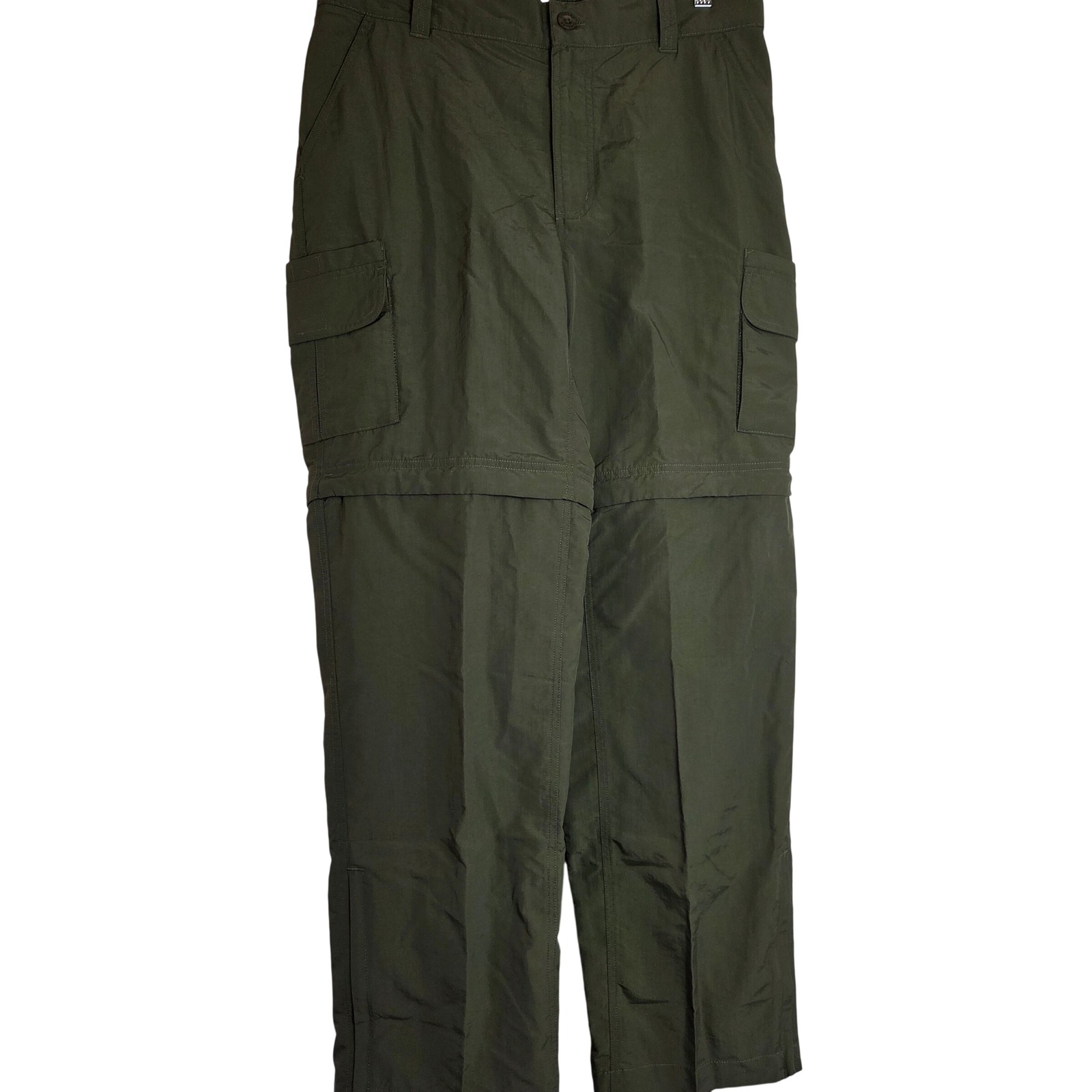 Cabela's Convertible Cargo Hiking Pants Mens Large Olive Zip Off Upf 30 Nylon
